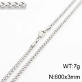 Zilveren roestvrijstalen visgraat ketting met kreeftensluiting 600x3mm voor vrouwen - 600*3mm / Staalkleur