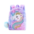 Plush unicorn toddler backpack with purple tie-dye faux fur and sequin embroidery - Violet