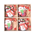 Set aus 4 Holz-Weihnachtsanhängern mit Weihnachtsmann und Schneemann in einer Holzbox - Stil C Weihnachtsmann und Schneemann