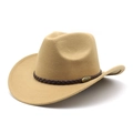 Cappello da cowboy classico in lana cammello con fascia in pelle e decoro testa di toro - M（56-58cm） / Cammello