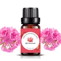 10ml Geranium essential oil in amber glass bottle with pink flowers on white background - 10ml / Geranium