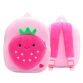 Cute pink and red strawberry themed plush backpack for kids with soft shoulder straps - Strawberry