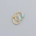 Minimalist S925 sterling silver twist hoop earrings with teardrop turquoise stones - Gold (Turquoise)