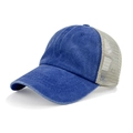 Breathable blue and beige washed mesh trucker hat for outdoor sun protection - M(56-58cm) / Blue