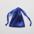 Navy blue satin drawstring gift bag with a smooth silk-like finish and ribbon closure - Sapphire Blue