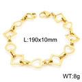 Gold-plated stainless steel bracelet featuring hollow heart and square geometric links - Style A (Heart & Square Hollow) / Bracelet (190x10mm) / Gold