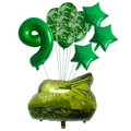 Detail view of army tank balloon set with number 9 and camouflage latex balloons - Military Tank Set 9