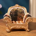 Miniature sofa jewelry display stand in black velvet and gold resin finish 10.2x8x8cm - Gold Vintage Sofa (Style A-03)