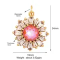 Gold plated sunflower pendant with pink stone and zircon border measurements - Gold M84