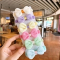 Détail de six chouchous nœuds en tissu pour filles en beige, violet et couleurs pastel - 1# Ensemble de 6 pièces avec nœud