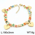 Doppellagiges goldenes Perlenarmband mit bunten Anhängern und Herzanhängern 190mm - Herzanhänger-Stil (KB179935-MW)