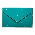 Mini green triangle specialty paper envelope with elegant gold foil flakes texture - Peacock Blue (Gold Foil Paper)