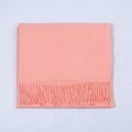 Solid pink cashmere-like scarf with fringe tassels for winter warmth and travel styling - Champagne