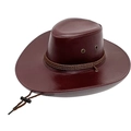 Sombrero de vaquero clásico en cuero PU marrón rojizo con cordón y correa ajustable - M(56-58cm) / Burdeos