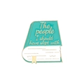 Lake green enamel book pin featuring The People I Should Have Slept With gold lettering - People Should Have Slept With Book (CC1942)