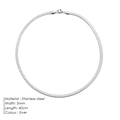 Sleek 5mm silver stainless steel snake bone necklace in a circular display - 5mm Steel Color 40cm (YX33109)