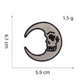 Close-up of a moon skull embroidered patch with detailed 6.1x5.9 cm size measurements - Style 6# (Moon Skull)