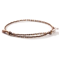 Handmade woven cotton friendship bracelet with brown, beige and white cords and sliding knot - Coffee Beige White