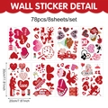 Valentine's Day heart wall stickers set with 78 romantic PVC decals for window decoration - 78pcs 8 Sheets Set (UV24Y11286T_T)