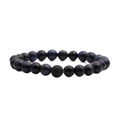 Pulsera de cuentas hecha a mano con ojo de tigre azul y piedra de lava sobre fondo blanco - Diámetro de Cuenta 8mm / Ojo de Tigre Azul / Piedra de Lava