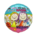 Round foil balloon for Mother Day with blue and pink design and Spanish greeting - 18 Inch Blue Pink Stitching Cartoon Girl Round I Love You Mom (YX384)