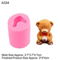 Stampo in silicone e orsetto 3D marrone con fiocco rosso, misura 3x3x4cm - A334 (Medio) / Rosa