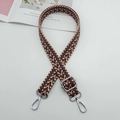 Adjustable pink and green herringbone woven shoulder strap with silver hardware - Light Pink Green Purple + Silver Hook