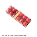 Set of 12 red 6cm Christmas ball ornaments in shiny matte and glitter finishes - Transparent Box Packaging / 12 Pieces/Pack (Diameter 6cm) / Red