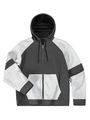 Grauer Kapuzenpullover mit Reißverschluss, Kordelzug und Stricktextur-Design - XS / Dunkelgrau