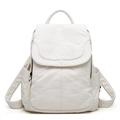 Minimalist white soft leather backpack for women with large capacity and side pockets - Small / White