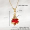 Golden plated copper necklace with red heart zircon pendant and size measurements - 2.2*1.2cm Gold Plated Red NAE02-10