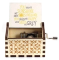 Hand-cranked wooden music box with You Are My Sunshine engraving and metal mechanism - White Chrysanthemum