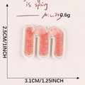 Coral pink embroidered lowercase letter m patch with white border for clothing decor - Letter-M