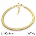 18k gold plated titanium steel flat snake chain bracelet with lobster clasp length 190mm - Gold 4mm Bracelet