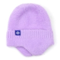 Purple winter knitted earflap hat with snowflake logo patch for windproof warmth - Taro Purple