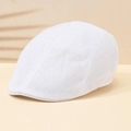 Béret d'été en mesh blanc respirant, casquette légère et aérée pour protection solaire - Taille unique / Blanc