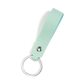 Porte-clés minimaliste en cuir vert menthe avec rivet argenté et anneau en métal poli - Bleu Vert
