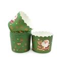 Green Christmas cupcake liners with Santa and reindeer patterns for holiday baking - Green Deer Christmas
