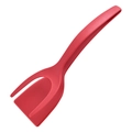 Spatola da cucina 2 in 1 in nylon rosso e pinza per girare bistecche e uova - Rosso