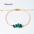 Handmade Bohemian malachite stone bracelet with adjustable waxed brown cord - Malachite
