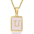 Pink Shell Letter U Style (With Chain)