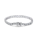 Classic S925 sterling silver tennis bracelet with single row of brilliant round zircons - Machine-made Tennis Chain 4mm Thick Electroplated White Gold 16.5cm Long Approximately 8.95g.