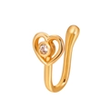 Golden heart nose clip featuring a sparkling round zircon stone in a minimalist style - Heart Style (G-227) / Gold