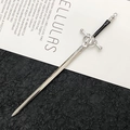 Silver sword hair pin for Hanfu with ornate hilt and minimalist ancient Chinese style - Enamel Filling / Silver