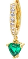 Elegant gold heart earrings featuring emerald green zircon and micro-paved crystal accents - Gold-Green Zircon