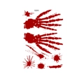 Detail of SQ901 temporary tattoo with red bloody skull handprints and splatters - Bloody Hand Stickers (901)