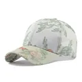 Casquette de baseball en mesh vert clair avec broderie florale et tissu d'été - Réglable / Vert clair