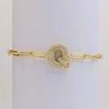 18k gold paperclip chain bracelet featuring a zircon-studded bubble letter Q pendant - Letter Q