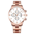 Geneva rose gold men's business watch with white dial and metal strap calendar detail - White Dial Rose Gold Band (Fork Lug Version)