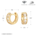 Detailansicht der S925 Silber Creolen in Gold mit klaren Abmessungen und Zirkonia-Daten - 925er Silber / 925 Silber Gelbgold beschichtet